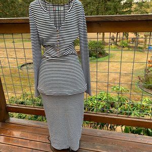 Free People Beach Costas Long Sleeve Striped Henley Maxi Dress sz Medium